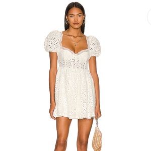For Love & Lemons Becca Mini Dress in White
